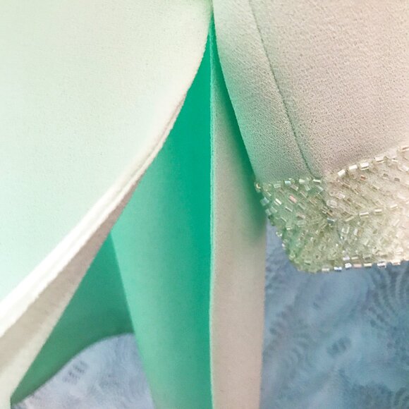 Rare Vintage Mint Green Beaded Cocktail Dress by Frank Usher - NWT size US16 - Picture 5 of 10